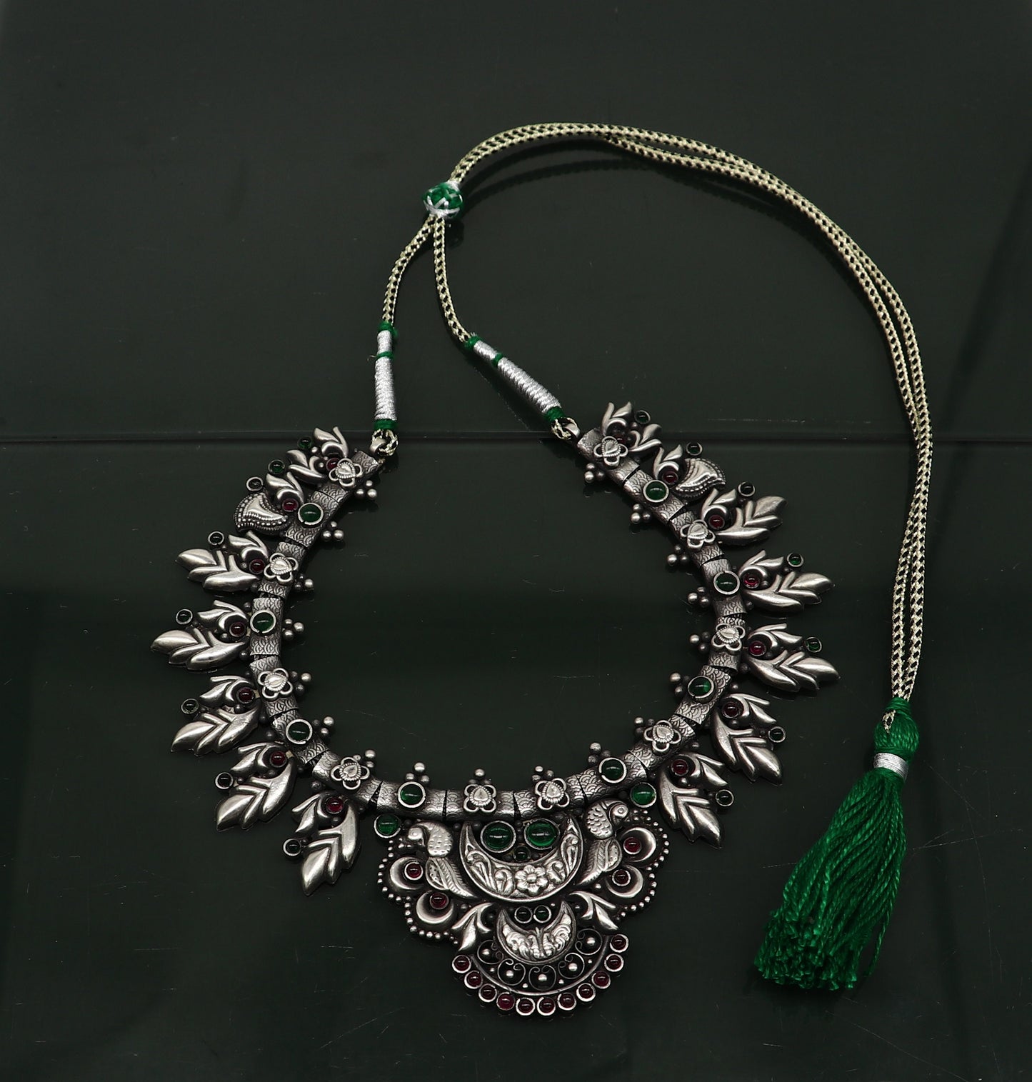 925 sterling silver handmade gorgeous vintage stylish designer necklace, wedding brides ustomized belly dance Guttapusalu necklace set236 - TRIBAL ORNAMENTS