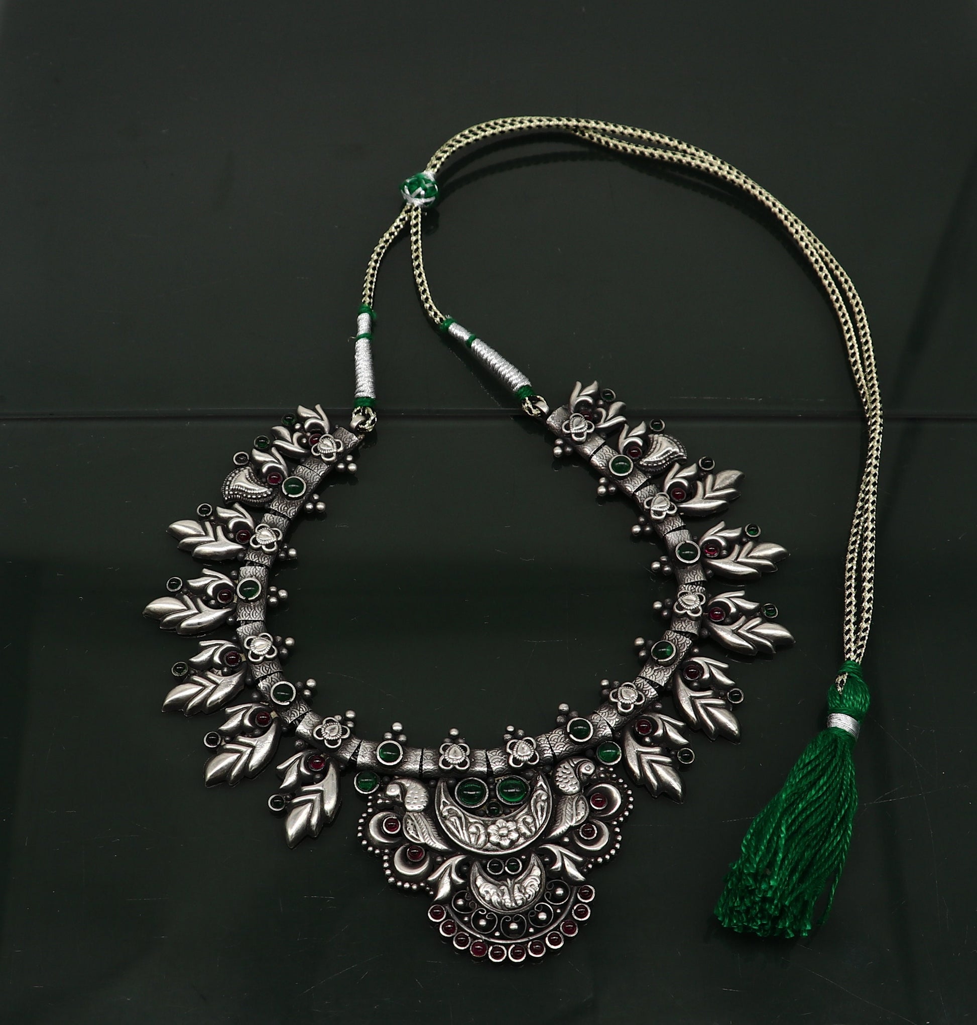 925 sterling silver handmade gorgeous vintage stylish designer necklace, wedding brides ustomized belly dance Guttapusalu necklace set236 - TRIBAL ORNAMENTS