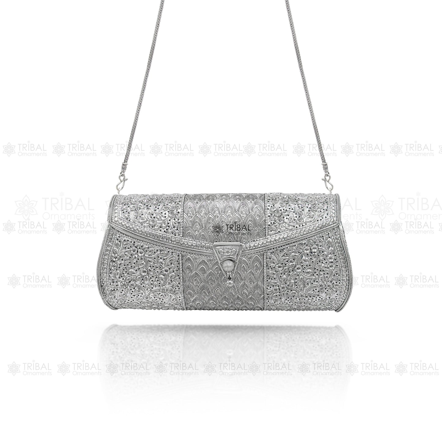 925 Sterling silver handmade hand bag/ purse /shoulder bag/Women Clutches bag001 - TRIBAL ORNAMENTS