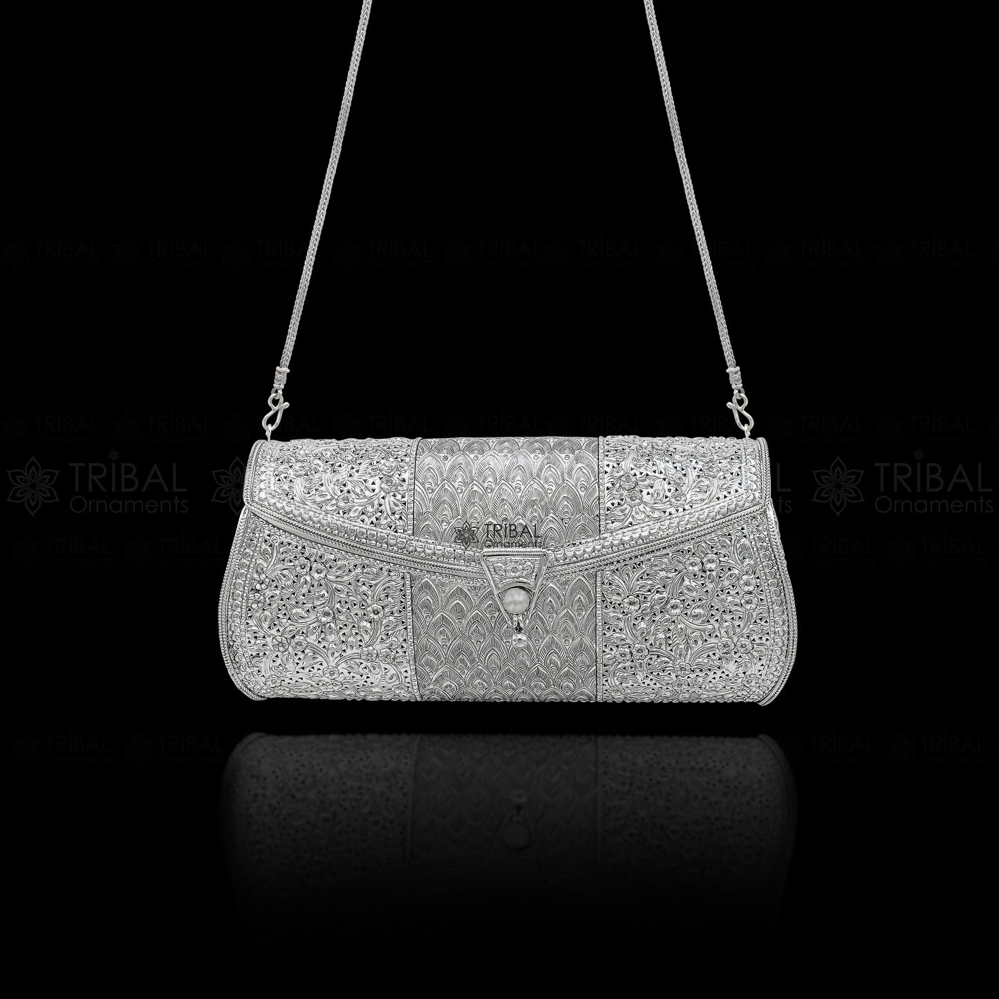 925 Sterling silver handmade hand bag/ purse /shoulder bag/Women Clutches bag001 - TRIBAL ORNAMENTS
