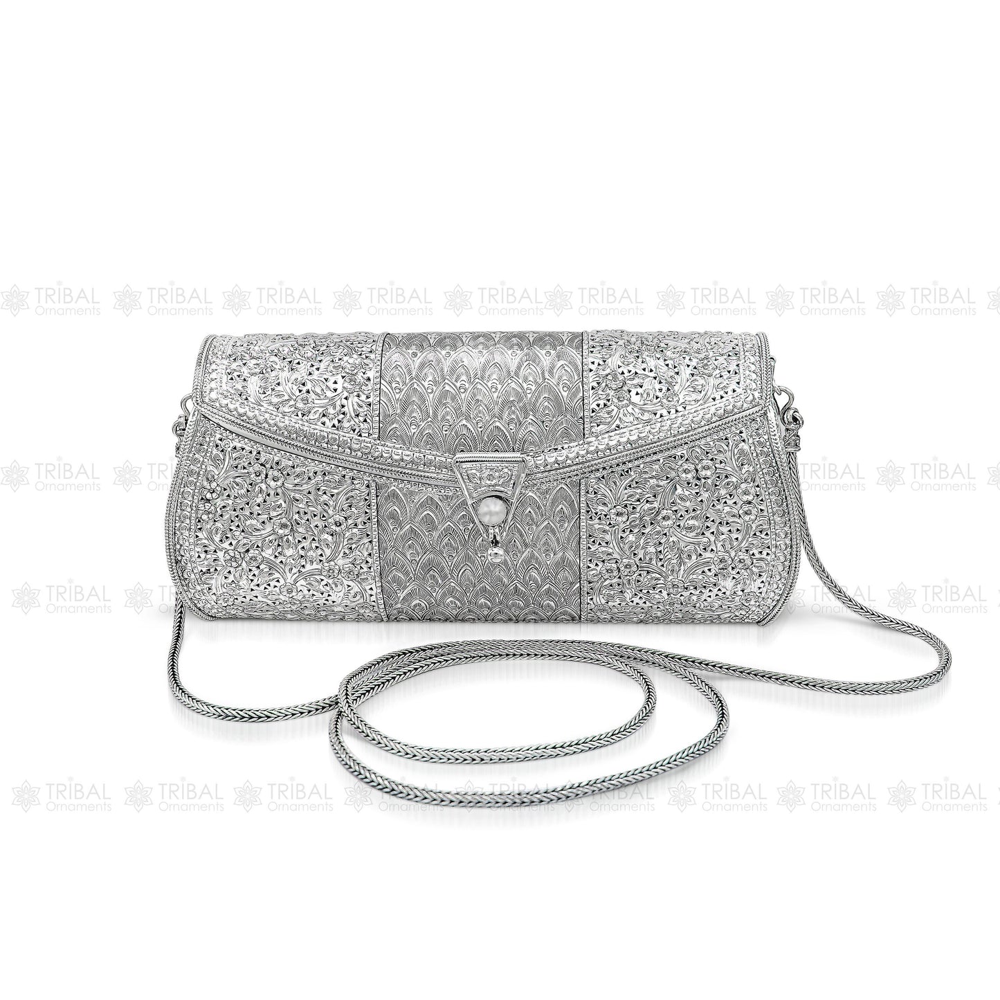 925 Sterling silver handmade hand bag/ purse /shoulder bag/Women Clutches bag001 - TRIBAL ORNAMENTS