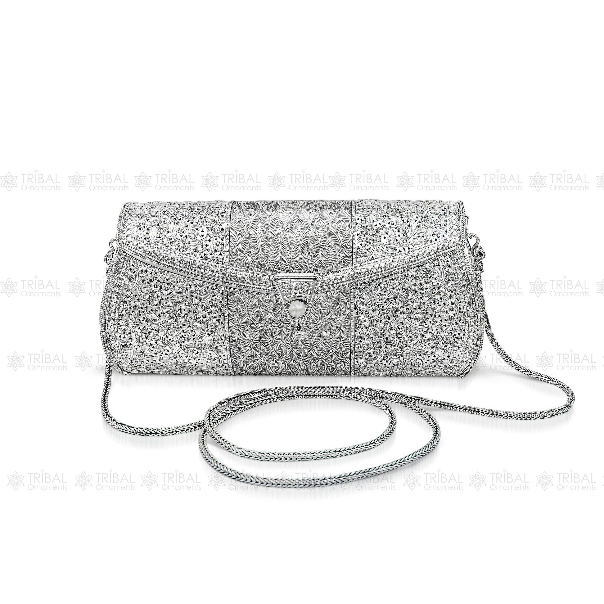 925 Sterling silver handmade hand bag/ purse /shoulder bag/Women Clutches bag001 - TRIBAL ORNAMENTS