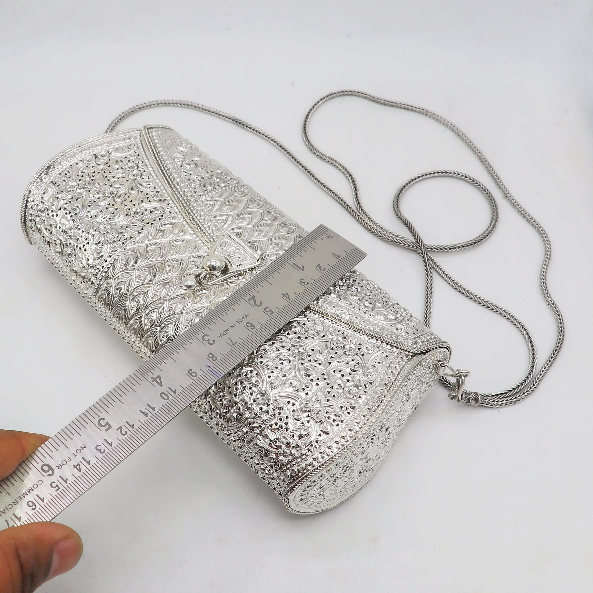 925 Sterling silver handmade hand bag/ purse /shoulder bag/Women Clutches bag001 - TRIBAL ORNAMENTS