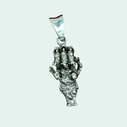 Sterling silver Ganesha pendant, handmade Hindu idol, unisex blessing jewelry, tribal-style standing Ganesha charm.