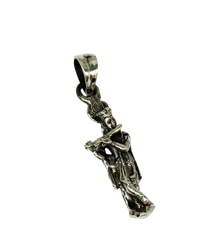925 sterling silver Krishna pendant featuring a detailed Hindu idol design, unisex handmade jewelry by Tribal Ornaments.