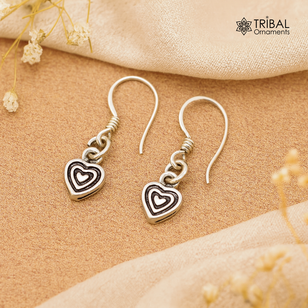 925 sterling silver handmade hook earrings, fabulous hanging pretty bells drop dangle earrings tribal ethnic jewelry from India s1089 - TRIBAL ORNAMENTS