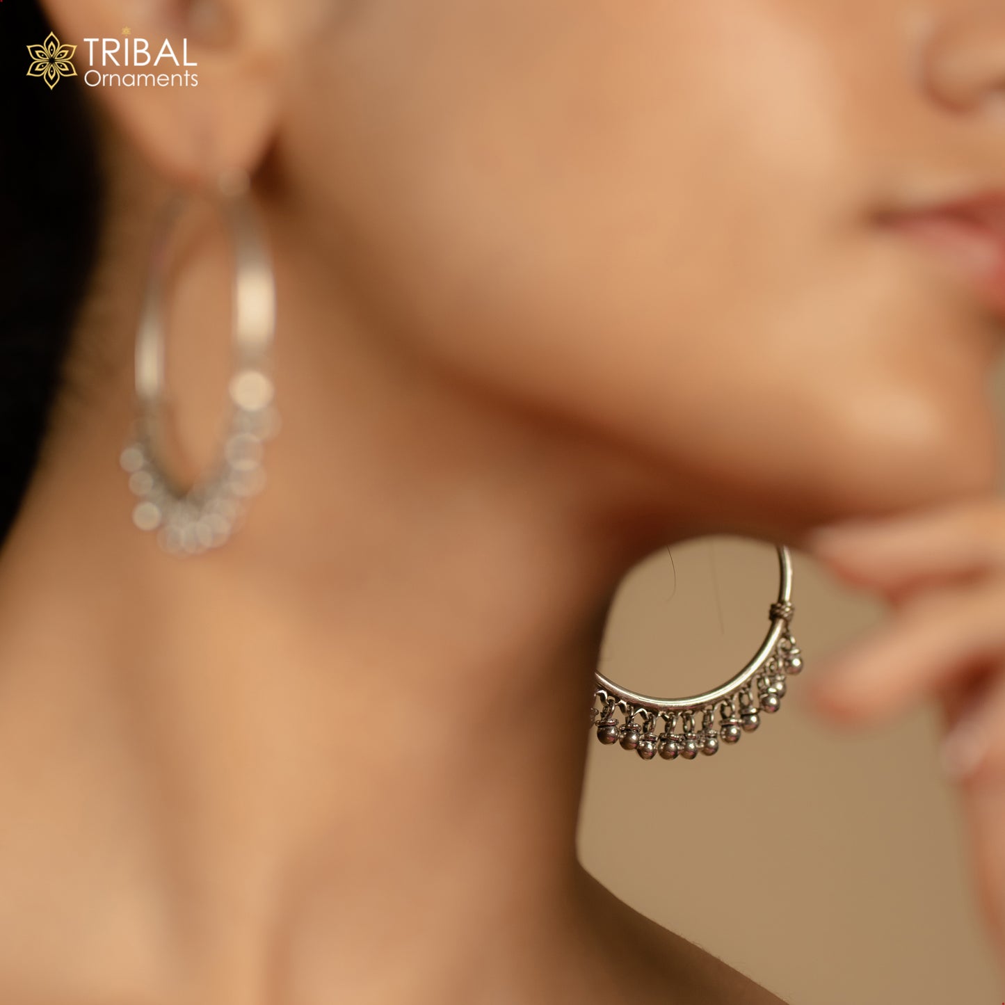925 sterling silver handmade hoop earring, fabulous Bali, hanging bells, hook, hoop gifting gorgeous tribal customized jewelry s1201 - TRIBAL ORNAMENTS