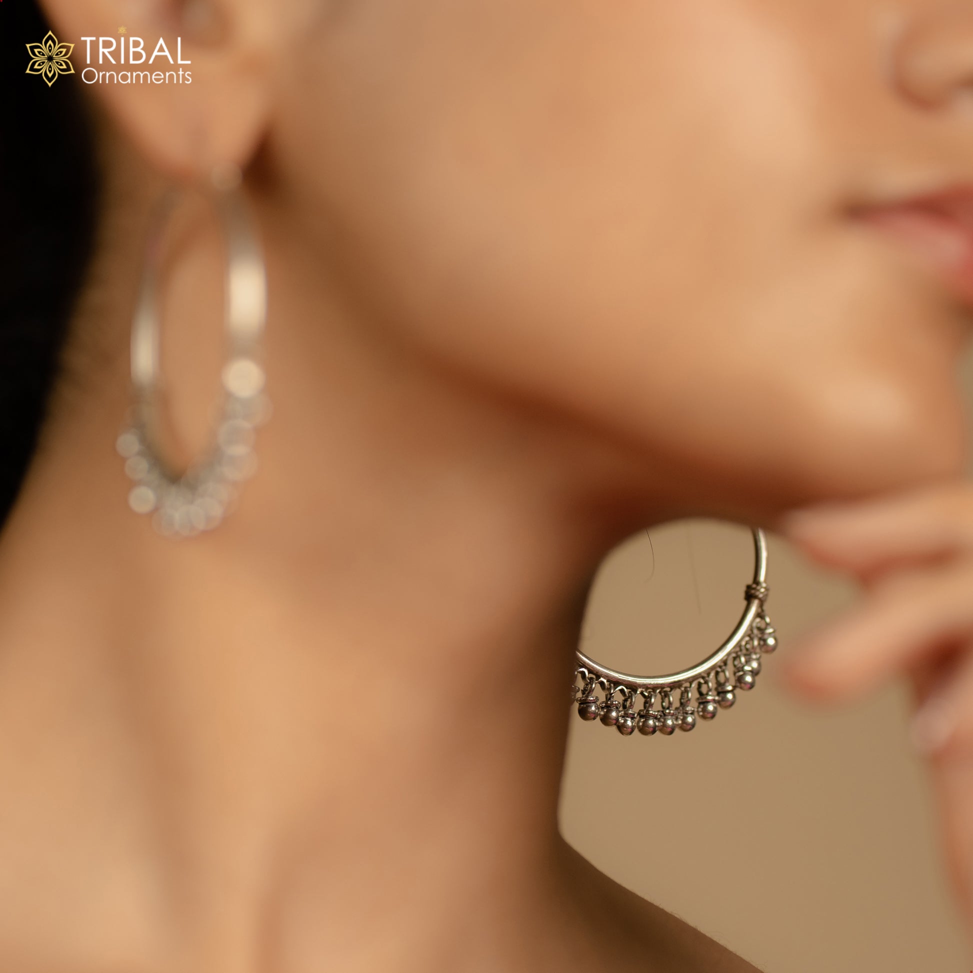 925 sterling silver handmade hoop earring, fabulous Bali, hanging bells, hook, hoop gifting gorgeous tribal customized jewelry s1201 - TRIBAL ORNAMENTS