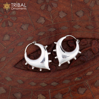 925 sterling silver handmade hoops earrings, vintage plain style dainty bali earrings, ethnic tribal earrings, belly dance jewelry ear625 - TRIBAL ORNAMENTS