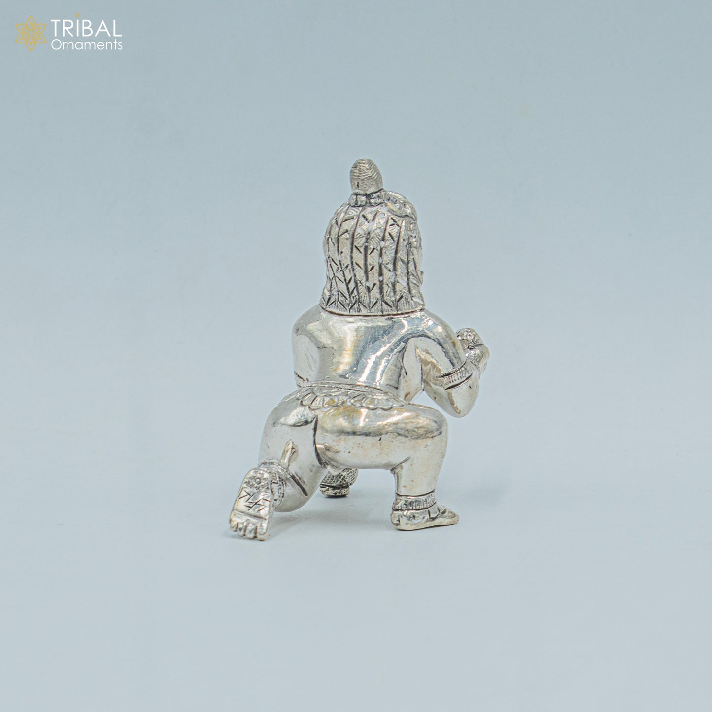 925 sterling silver handmade idol divine Krishna, Ladu Gopal, crawling Krishna small statue sculpture home temple puja art art494 - TRIBAL ORNAMENTS