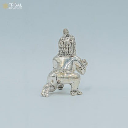 925 sterling silver handmade idol divine Krishna, Ladu Gopal, crawling Krishna small statue sculpture home temple puja art art494 - TRIBAL ORNAMENTS