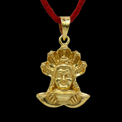 Sterling silver Mahakal pendant from TRIBAL ORNAMENTS, gold polished Shiva idol jewelry for unisex spiritual gifting.