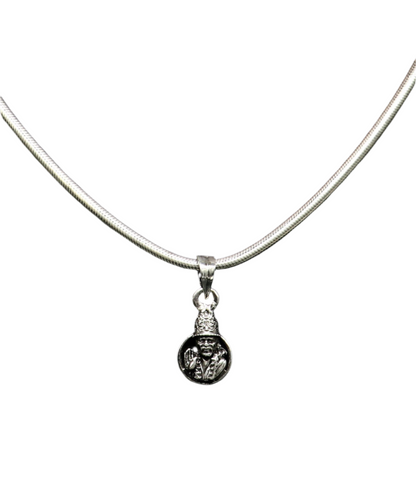 Sterling silver Sai Baba pendant, handmade unisex jewelry featuring detailed idol design in tribal style, personalized tribal ornaments.