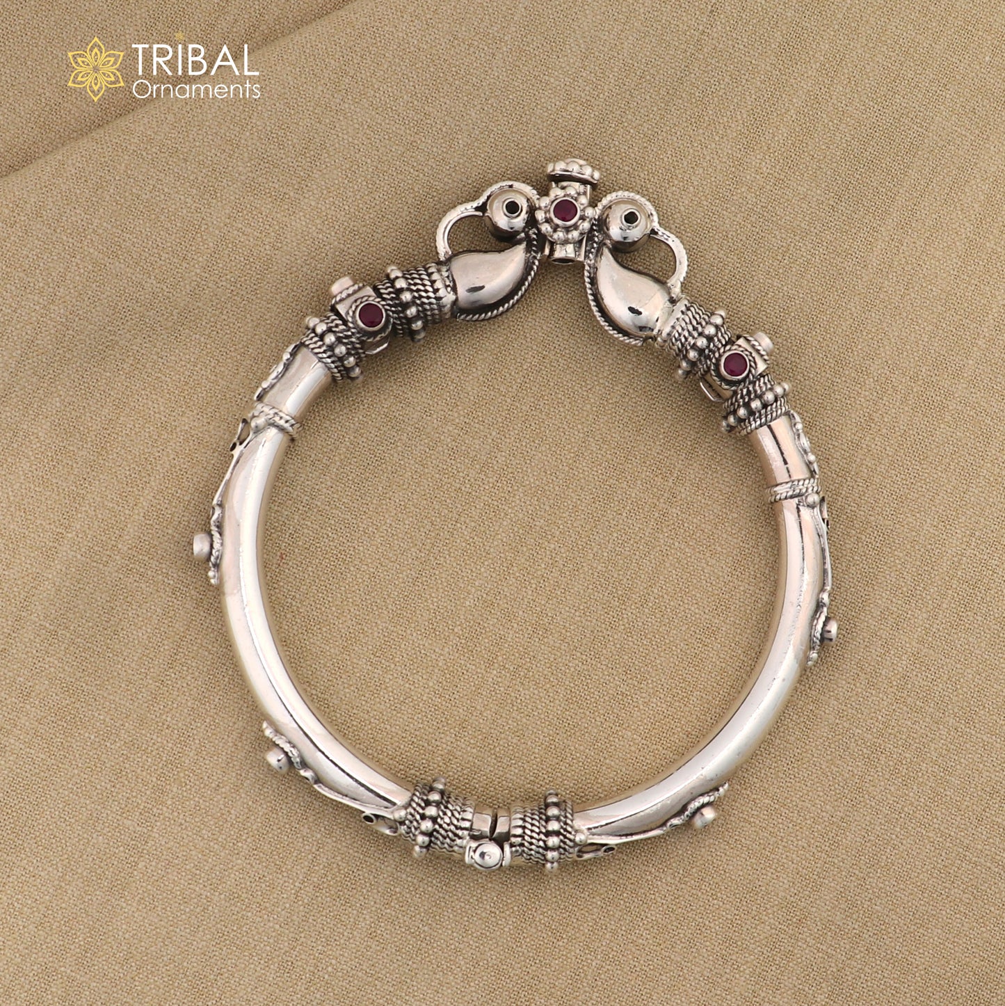 925 Sterling silver handmade indian traditional vintage antique design tribal ethnic belly dance bangle bracelet kada  nssk491 - TRIBAL ORNAMENTS