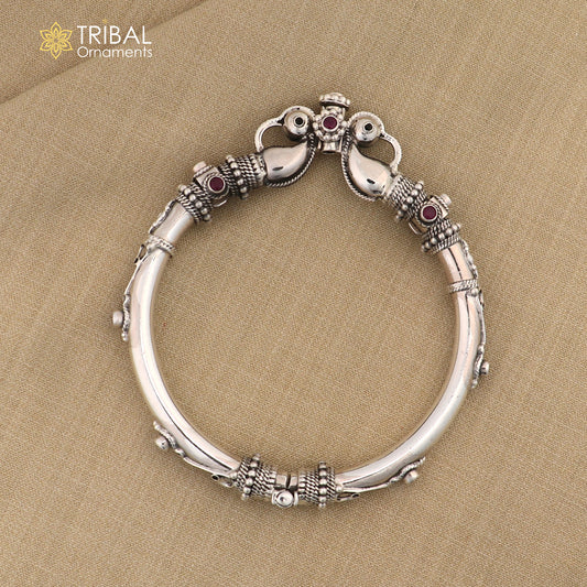 925 Sterling silver handmade indian traditional vintage antique design tribal ethnic belly dance bangle bracelet kada  nssk491 - TRIBAL ORNAMENTS