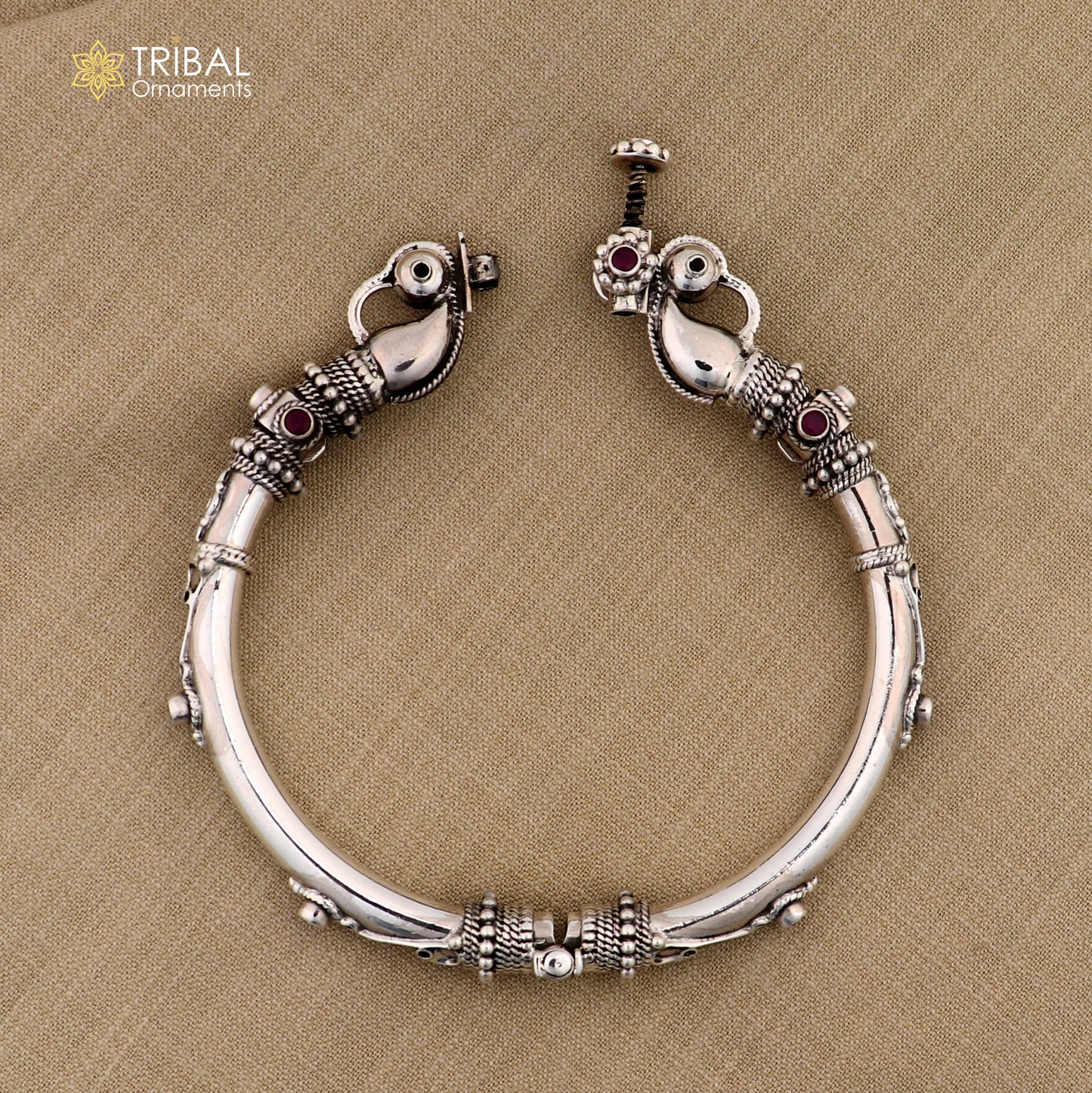 925 Sterling silver handmade indian traditional vintage antique design tribal ethnic belly dance bangle bracelet kada  nssk491 - TRIBAL ORNAMENTS