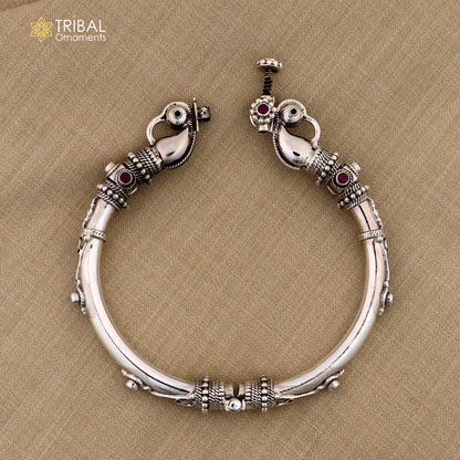 925 Sterling silver handmade indian traditional vintage antique design tribal ethnic belly dance bangle bracelet kada  nssk491 - TRIBAL ORNAMENTS