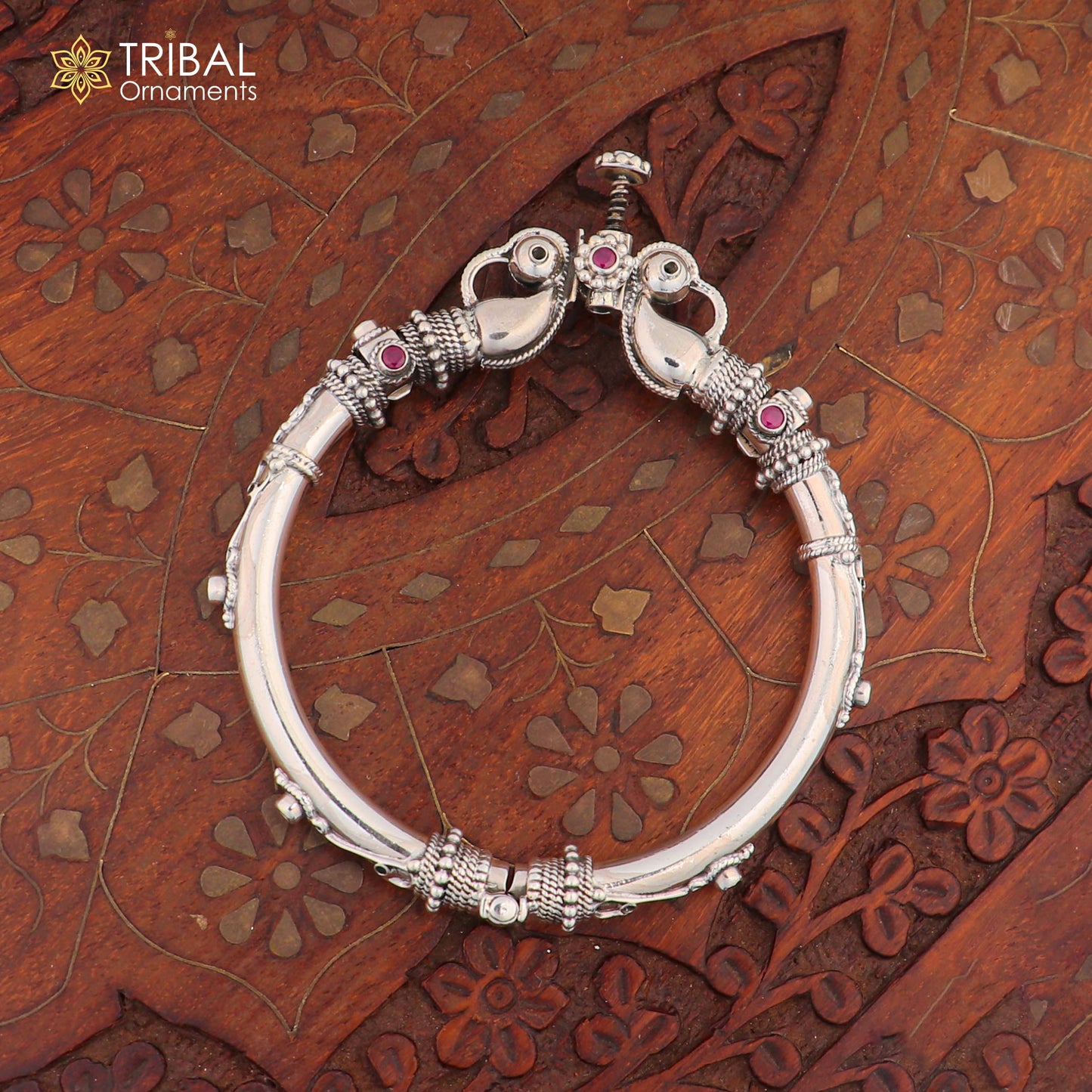 925 Sterling silver handmade indian traditional vintage antique design tribal ethnic belly dance bangle bracelet kada  nssk491 - TRIBAL ORNAMENTS