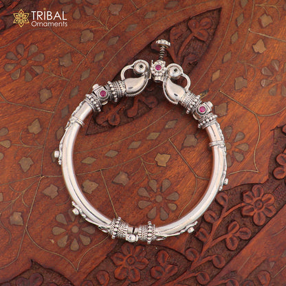 925 Sterling silver handmade indian traditional vintage antique design tribal ethnic belly dance bangle bracelet kada  nssk491 - TRIBAL ORNAMENTS