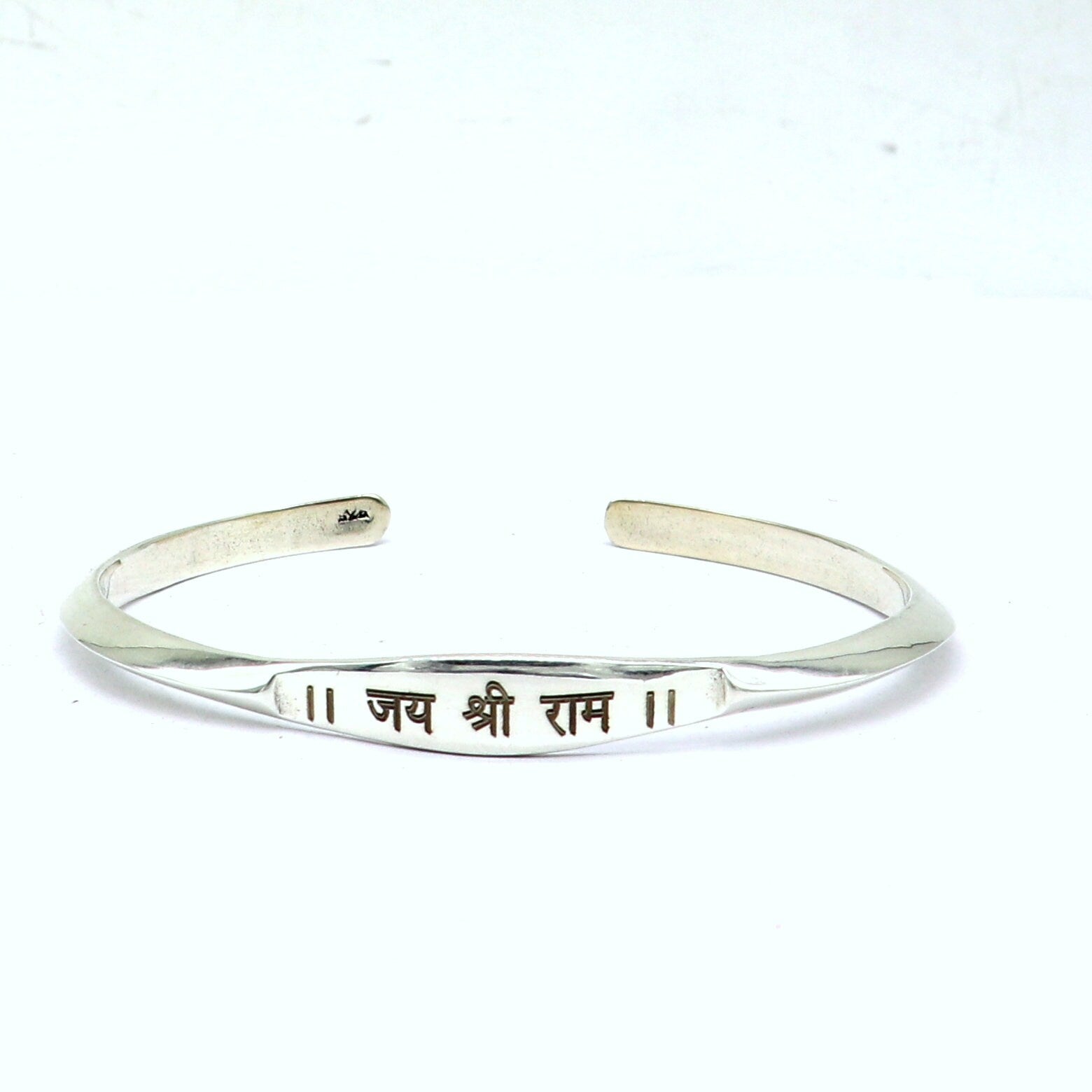 925 Sterling silver handmade "jai shree ram" mantra bracelet kada, Personalized Any word for gifting cuff219 - TRIBAL ORNAMENTS