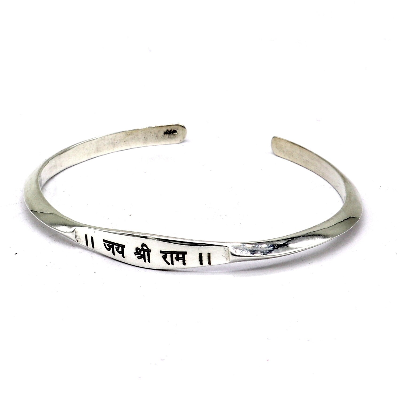 925 Sterling silver handmade "jai shree ram" mantra bracelet kada, Personalized Any word for gifting cuff219 - TRIBAL ORNAMENTS