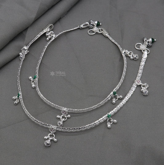 925 sterling silver handmade light anklets/amazing Ankle bracelet gifting belly dance ethnic jewelry ank649 - TRIBAL ORNAMENTS