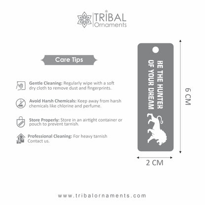 925 Sterling silver handmade lion design personalized bookmark customized jewellery  su1329 - TRIBAL ORNAMENTS