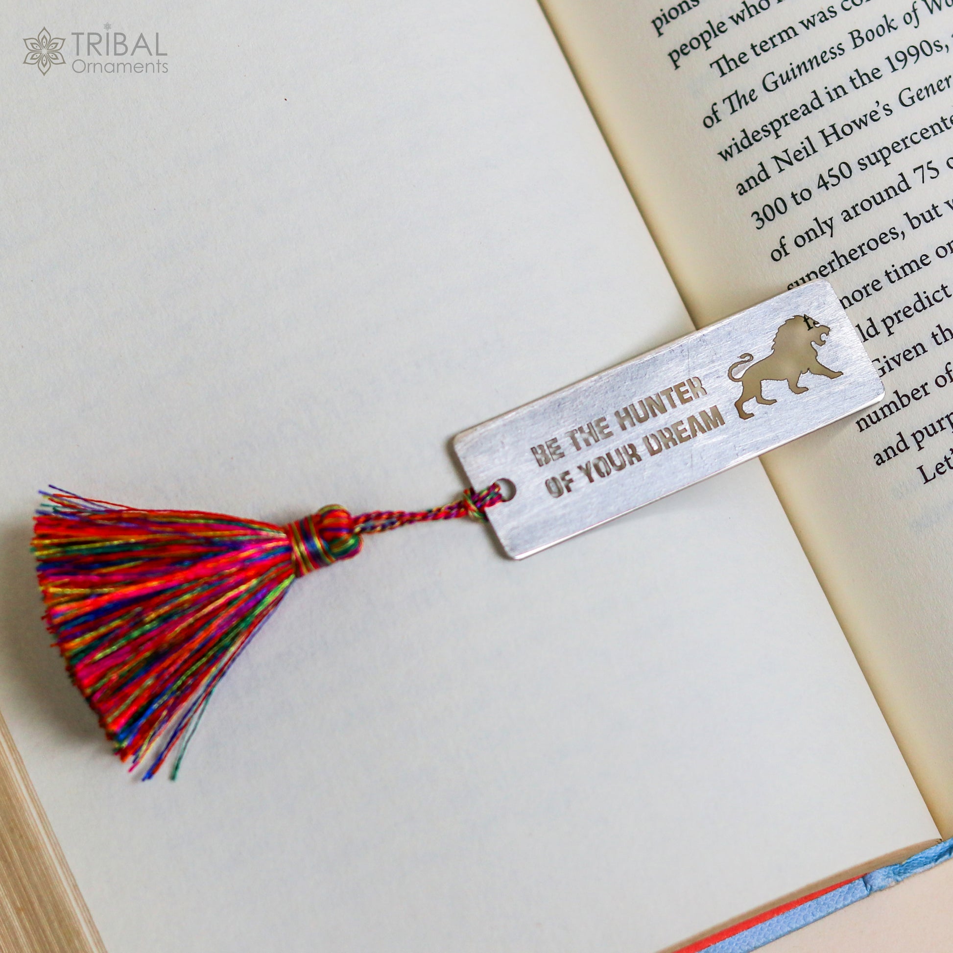 925 Sterling silver handmade lion design personalized bookmark customized jewellery  su1329 - TRIBAL ORNAMENTS