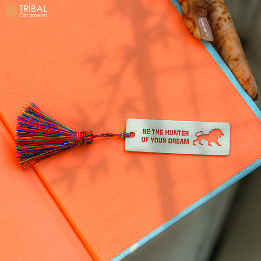 925 Sterling silver handmade lion design personalized bookmark customized jewellery  su1329 - TRIBAL ORNAMENTS