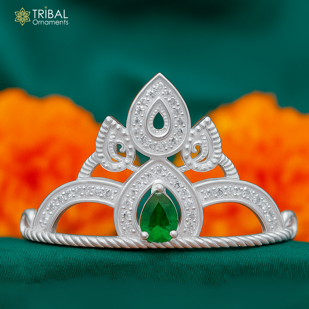 925 sterling silver handmade lord baby Krishna Mukut, amazing Laddu Gopala, crawling Krishna crown head jewelry sm36 - TRIBAL ORNAMENTS