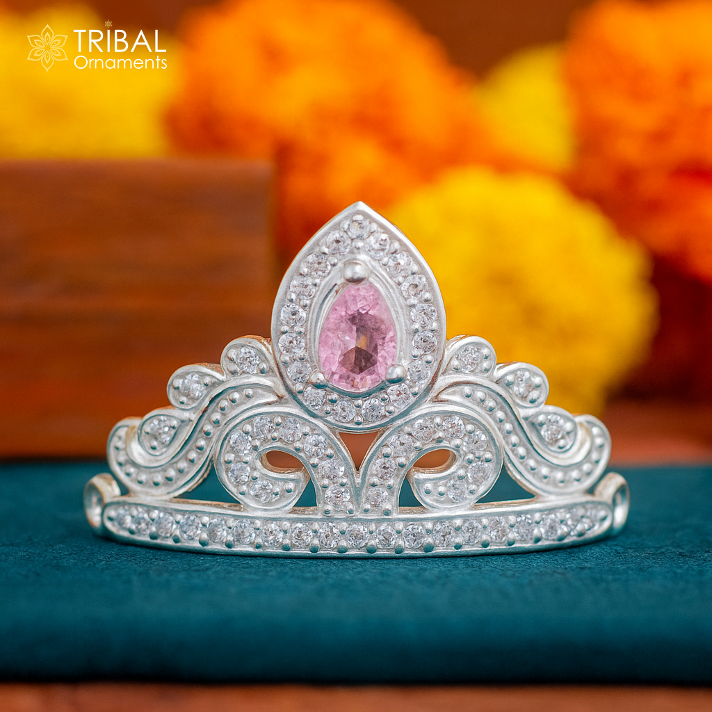 925 sterling silver handmade lord baby Krishna Mukut, amazing Laddu Gopala, crawling Krishna crown head jewelry sm38 - TRIBAL ORNAMENTS