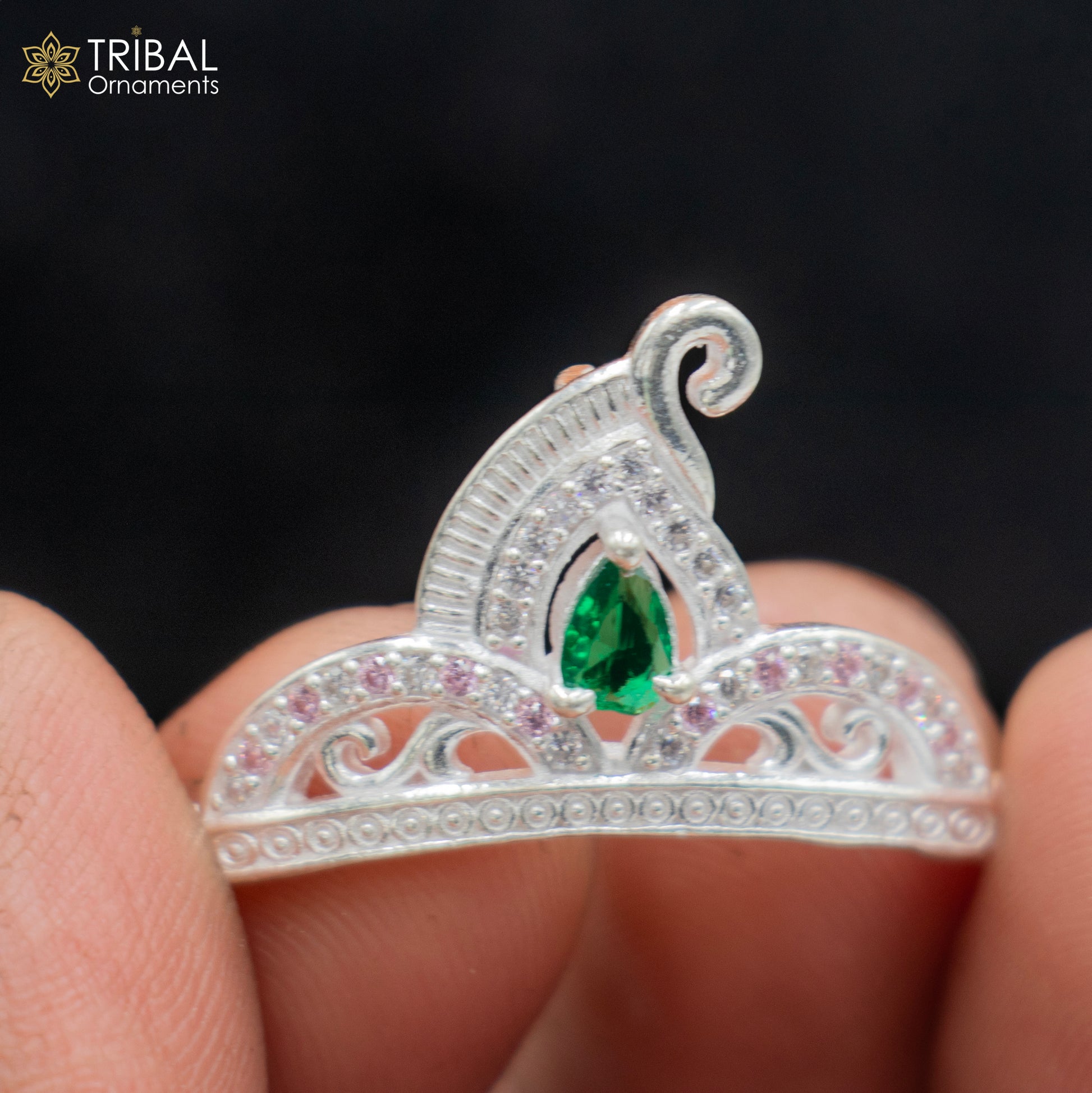 925 sterling silver handmade lord baby Krishna Mukut, amazing Laddu Gopala, crawling Krishna crown head jewelry sm40 - TRIBAL ORNAMENTS