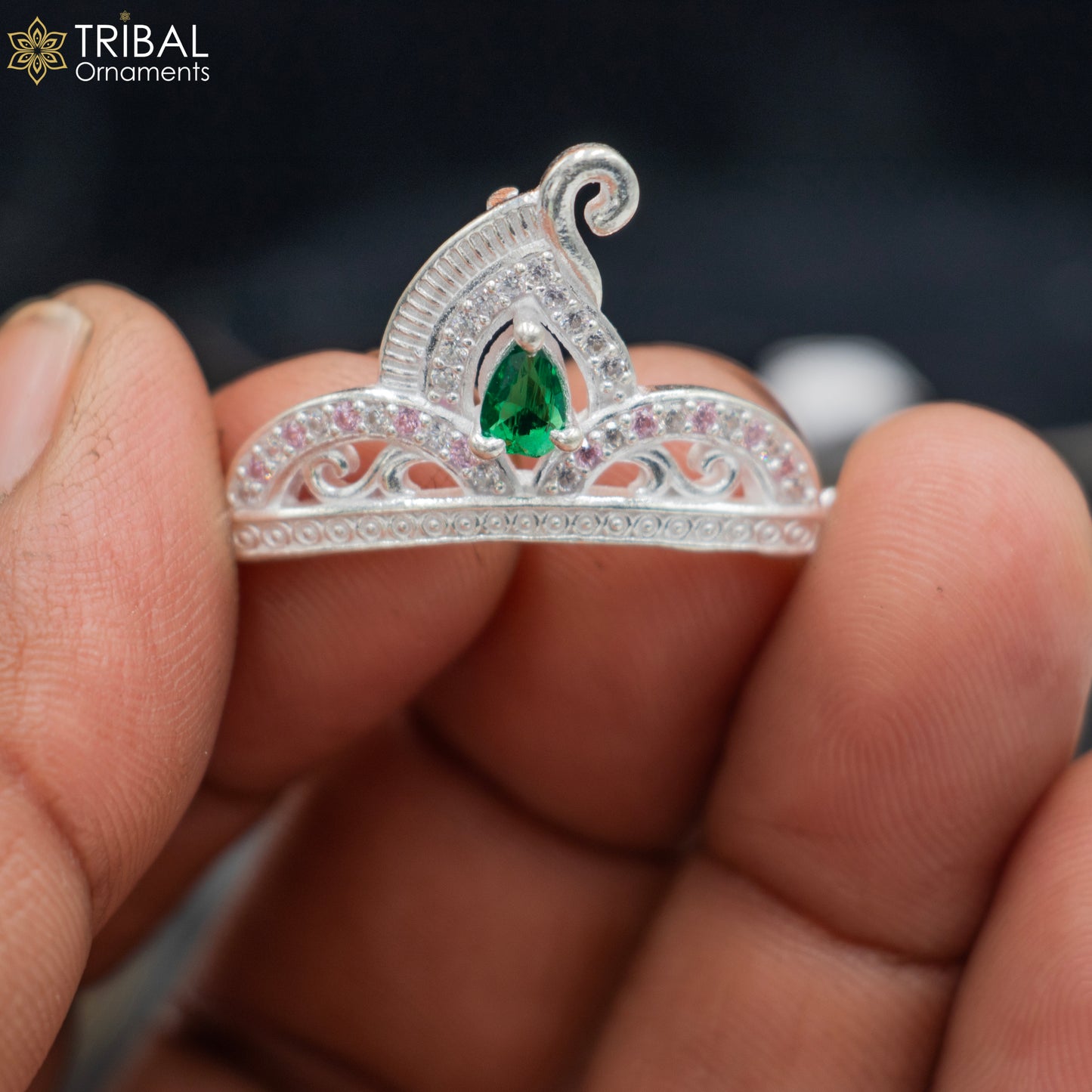 925 sterling silver handmade lord baby Krishna Mukut, amazing Laddu Gopala, crawling Krishna crown head jewelry sm40 - TRIBAL ORNAMENTS