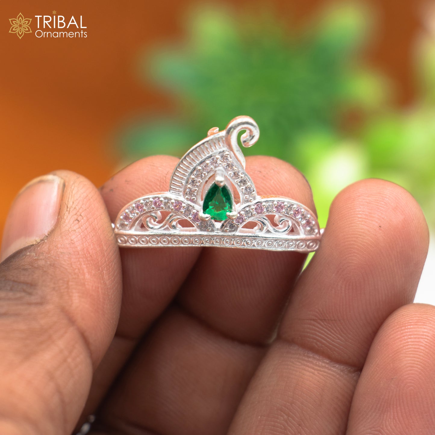 925 sterling silver handmade lord baby Krishna Mukut, amazing Laddu Gopala, crawling Krishna crown head jewelry sm40 - TRIBAL ORNAMENTS