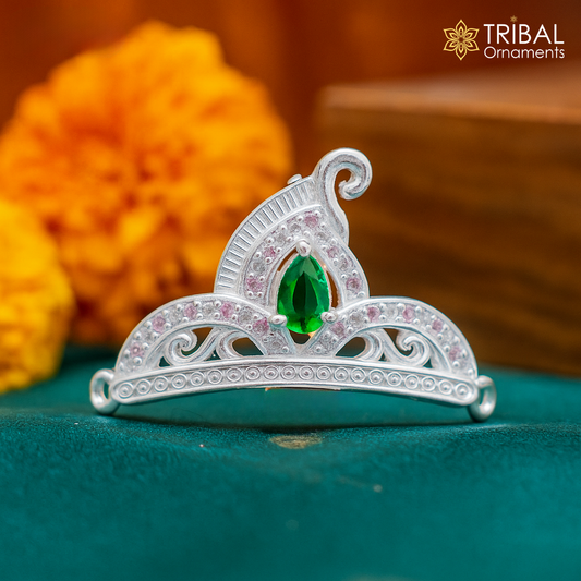 925 sterling silver handmade lord baby Krishna Mukut, amazing Laddu Gopala, crawling Krishna crown head jewelry sm40 - TRIBAL ORNAMENTS