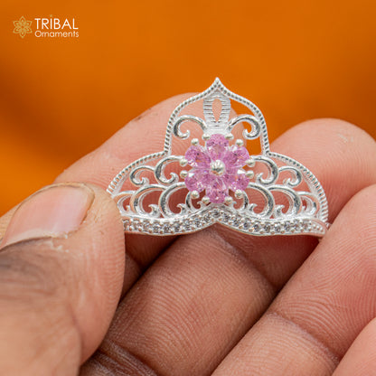 925 sterling silver handmade lord baby Krishna Mukut, amazing Laddu Gopala, crawling Krishna crown head jewelry sm43 - TRIBAL ORNAMENTS