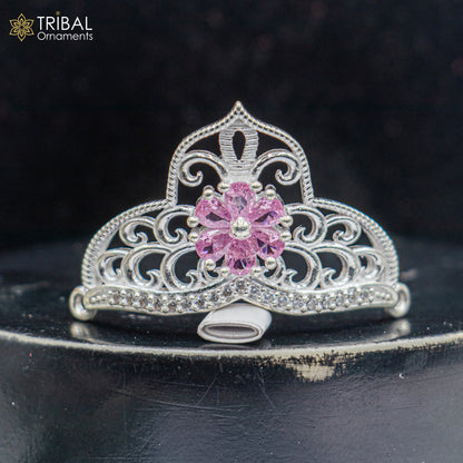 925 sterling silver handmade lord baby Krishna Mukut, amazing Laddu Gopala, crawling Krishna crown head jewelry sm43 - TRIBAL ORNAMENTS