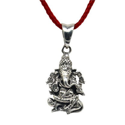 Handmade 925 sterling silver Lord Ganesha pendant with intricate cross design, unisex jewelry, perfect for gifting.