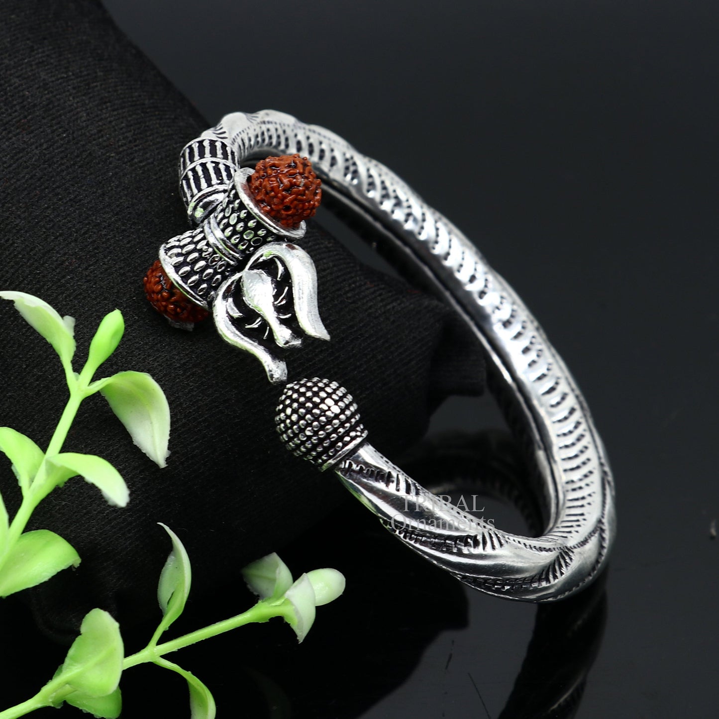 925 sterling silver handmade lord shiva Babubali kada bangle bracelet, best Shiva trident Trishul kada, men's gifting jewelry RNSK473 - TRIBAL ORNAMENTS