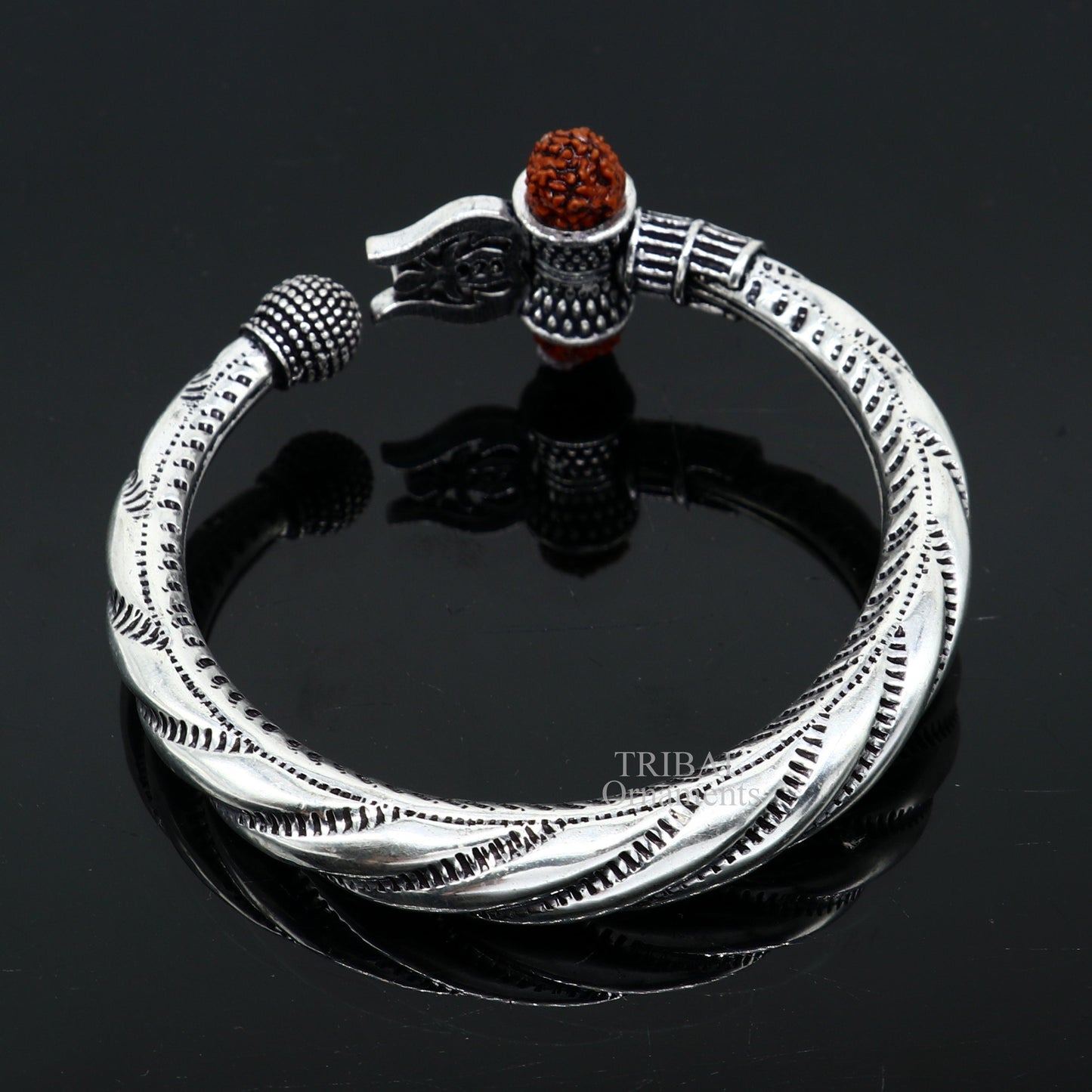 925 sterling silver handmade lord shiva Babubali kada bangle bracelet, best Shiva trident Trishul kada, men's gifting jewelry RNSK473 - TRIBAL ORNAMENTS