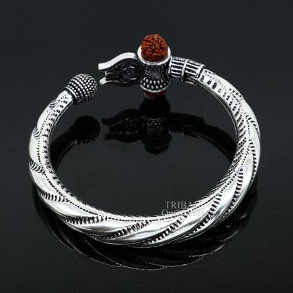 925 sterling silver handmade lord shiva Babubali kada bangle bracelet, best Shiva trident Trishul kada, men's gifting jewelry RNSK473 - TRIBAL ORNAMENTS