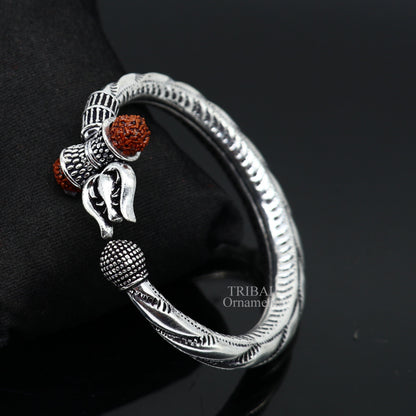925 sterling silver handmade lord shiva Babubali kada bangle bracelet, best Shiva trident Trishul kada, men's gifting jewelry RNSK473 - TRIBAL ORNAMENTS