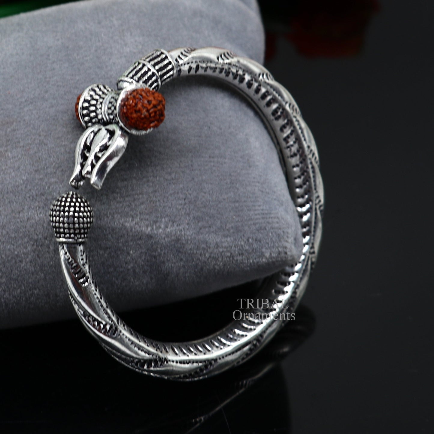 925 sterling silver handmade lord shiva Babubali kada bangle bracelet, best Shiva trident Trishul kada, men's gifting jewelry RNSK473 - TRIBAL ORNAMENTS