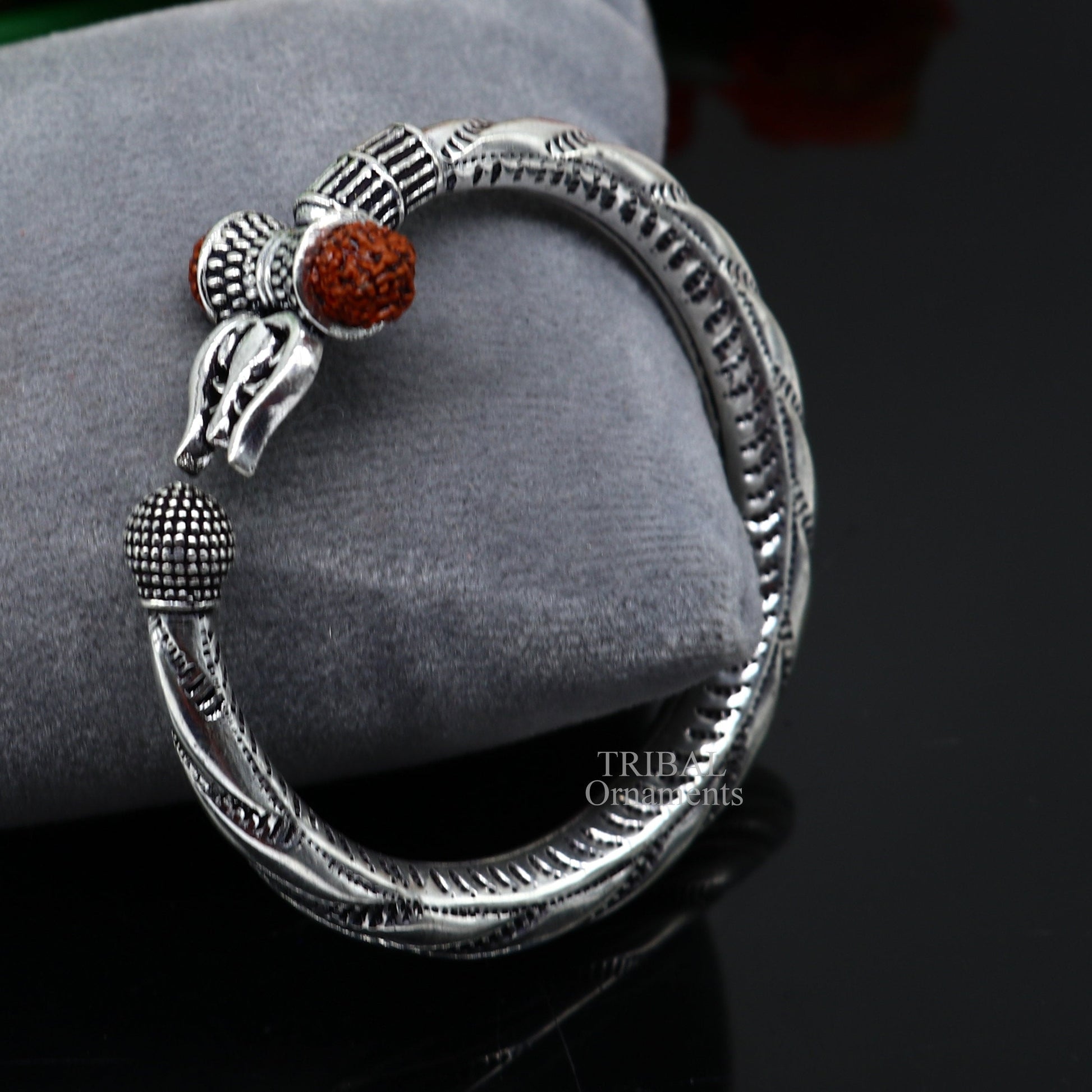 925 sterling silver handmade lord shiva Babubali kada bangle bracelet, best Shiva trident Trishul kada, men's gifting jewelry RNSK473 - TRIBAL ORNAMENTS
