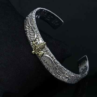 925 sterling silver Lord Venkateshwara Tirupati Balaji adjustable unisex bangle cuff bracelet by Tribal Ornaments