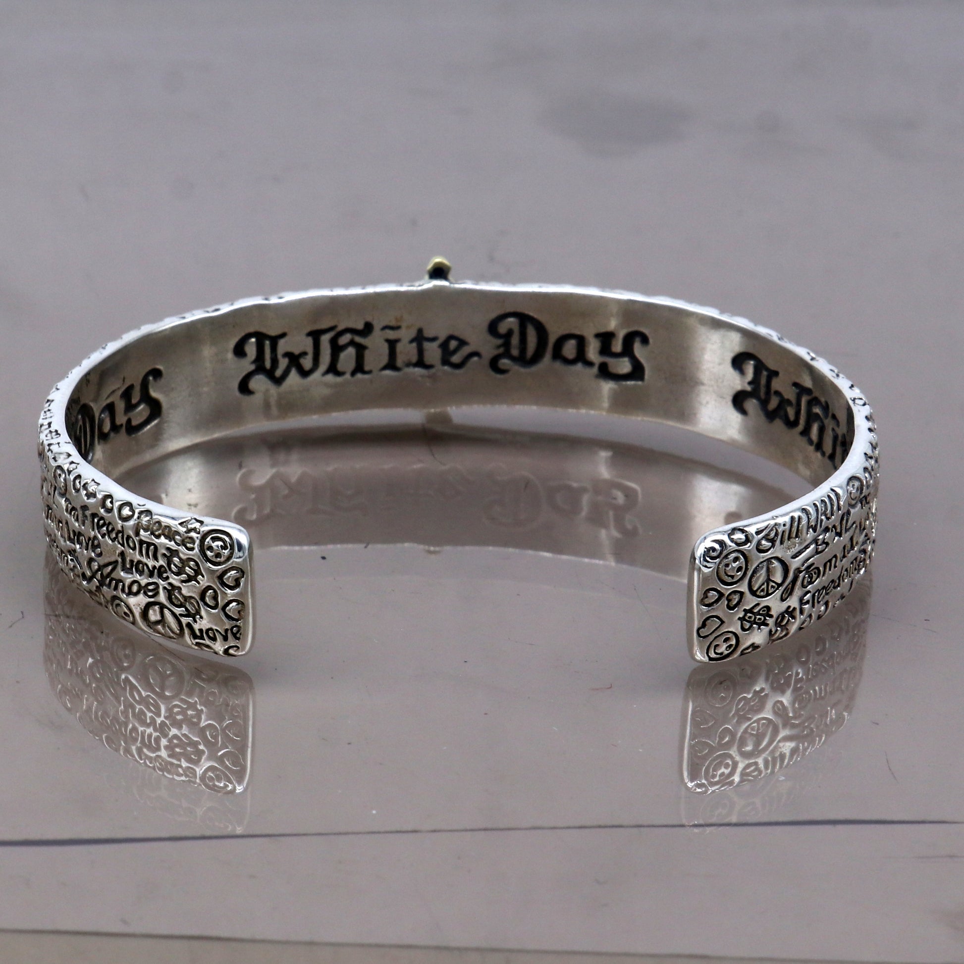 Sterling silver Lord Venkateshwara Tirupati Balaji adjustable unisex bangle cuff bracelet by Tribal Ornaments.