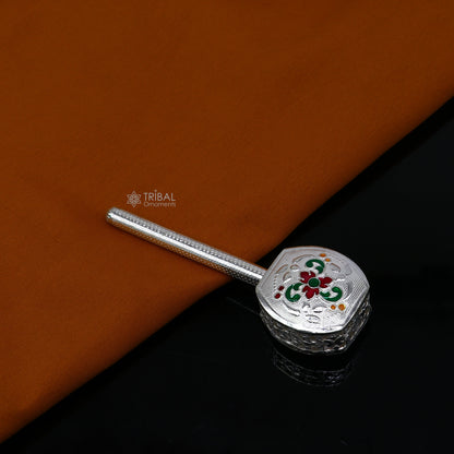 925 sterling silver handmade newborn baby jingling bells toy, featuring silver jhunjhuna and temple-inspired design by TRIBAL ORNAMENTS
