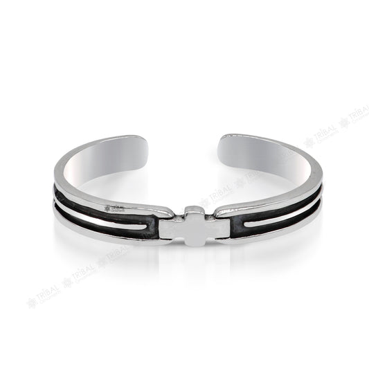 925 sterling silver handmade open face cuff bangle bracelet gifting solid adjustable jewelry, best gift cuff bracelet from india nsk376 - TRIBAL ORNAMENTS