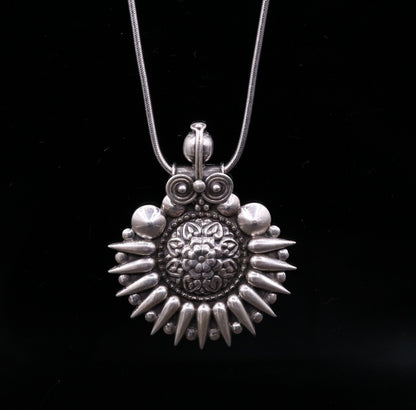 925 sterling silver handmade pendant, excellent vintage design oxidized pendant necklace, ethnic belly dance Bohemian tribal jewelry nsp339 - TRIBAL ORNAMENTS