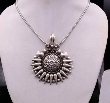 925 sterling silver handmade pendant, excellent vintage design oxidized pendant necklace, ethnic belly dance Bohemian tribal jewelry nsp339 - TRIBAL ORNAMENTS
